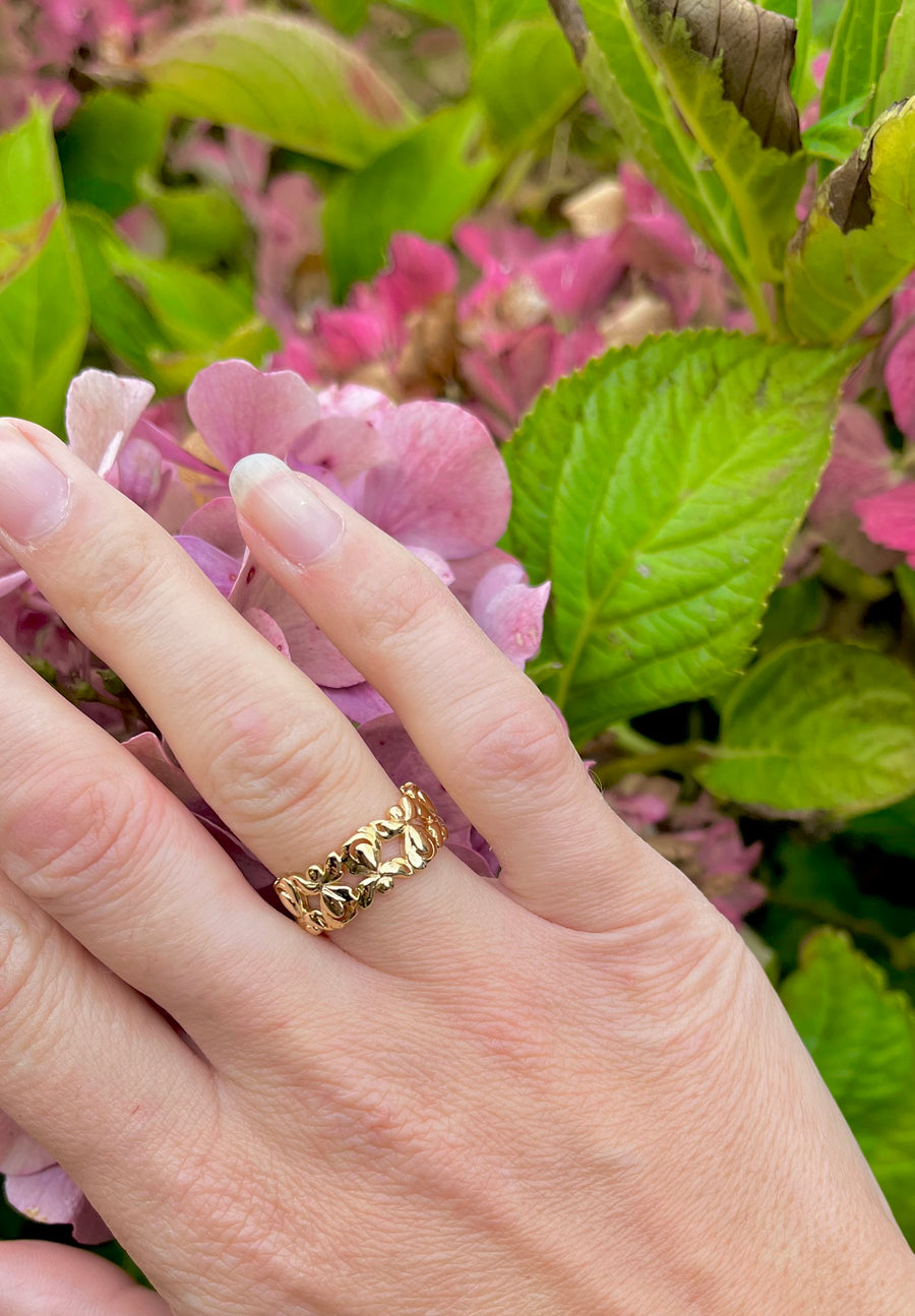 NYHED Skytsengel ring. Forgyldt sterlingsøv