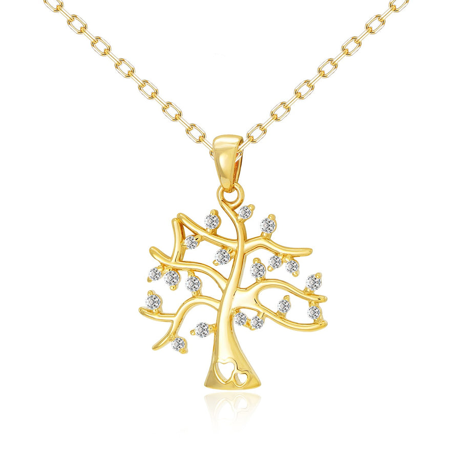 DECEMBER NYHED Livets træ vedhæng i forgyldt sterlingsølv med zirkonia