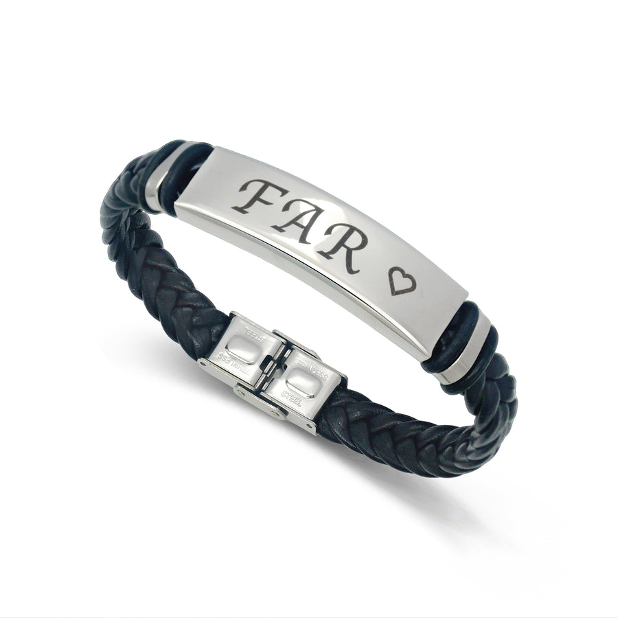 Fars Dag flettet læderarmbånd med stål lås