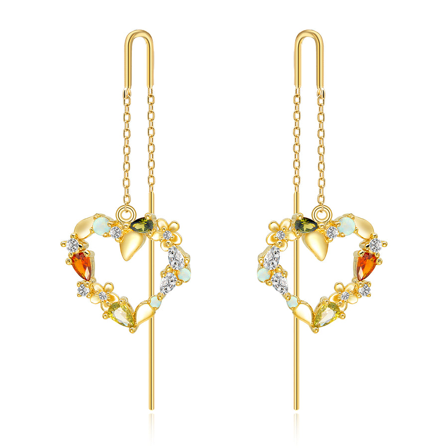 NYHED De 4 Årstider hjerte øreringe. Forgyldt sterlingsølv