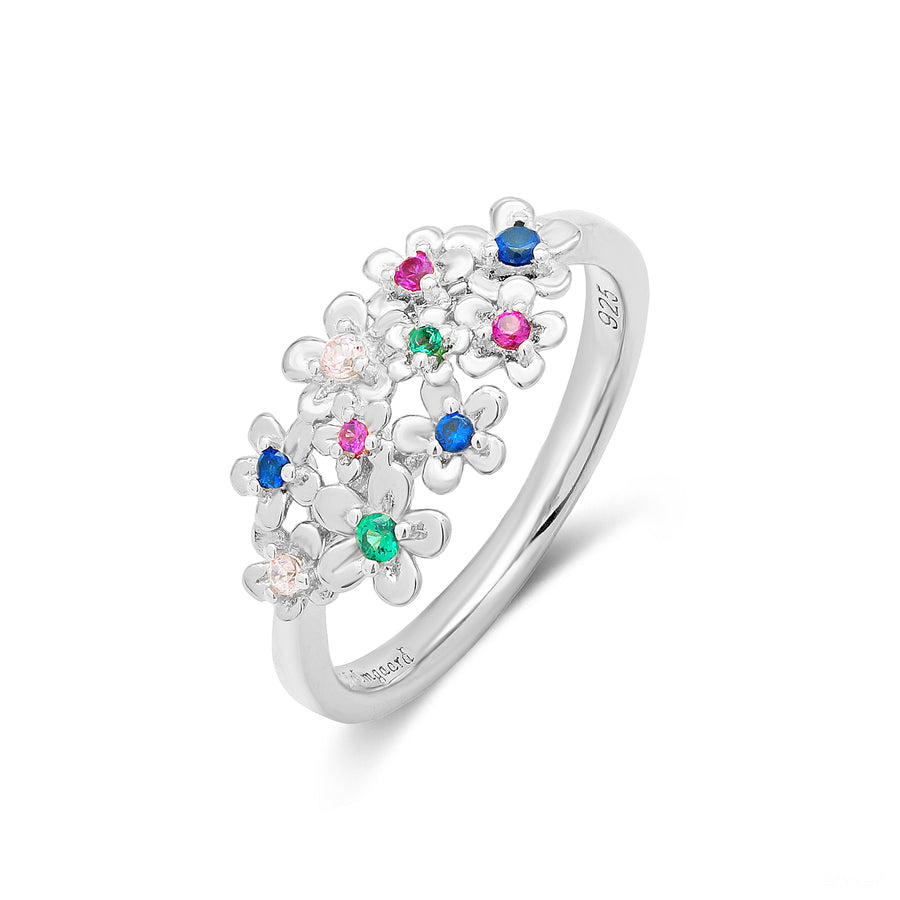 NYHED Flower. Ring med blomster i sterlingsølv